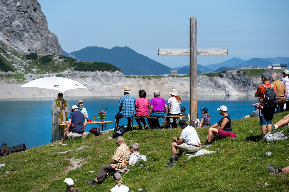Alpmesse auf der Lünerseealpe mit Pfarrer Hans Tinkhauser, 11. August 2024